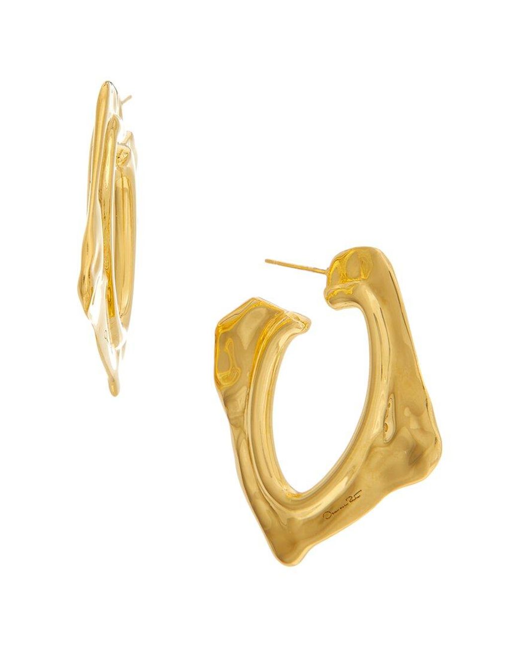 Oscar de la Renta Metallic Abstract O Small Earrings