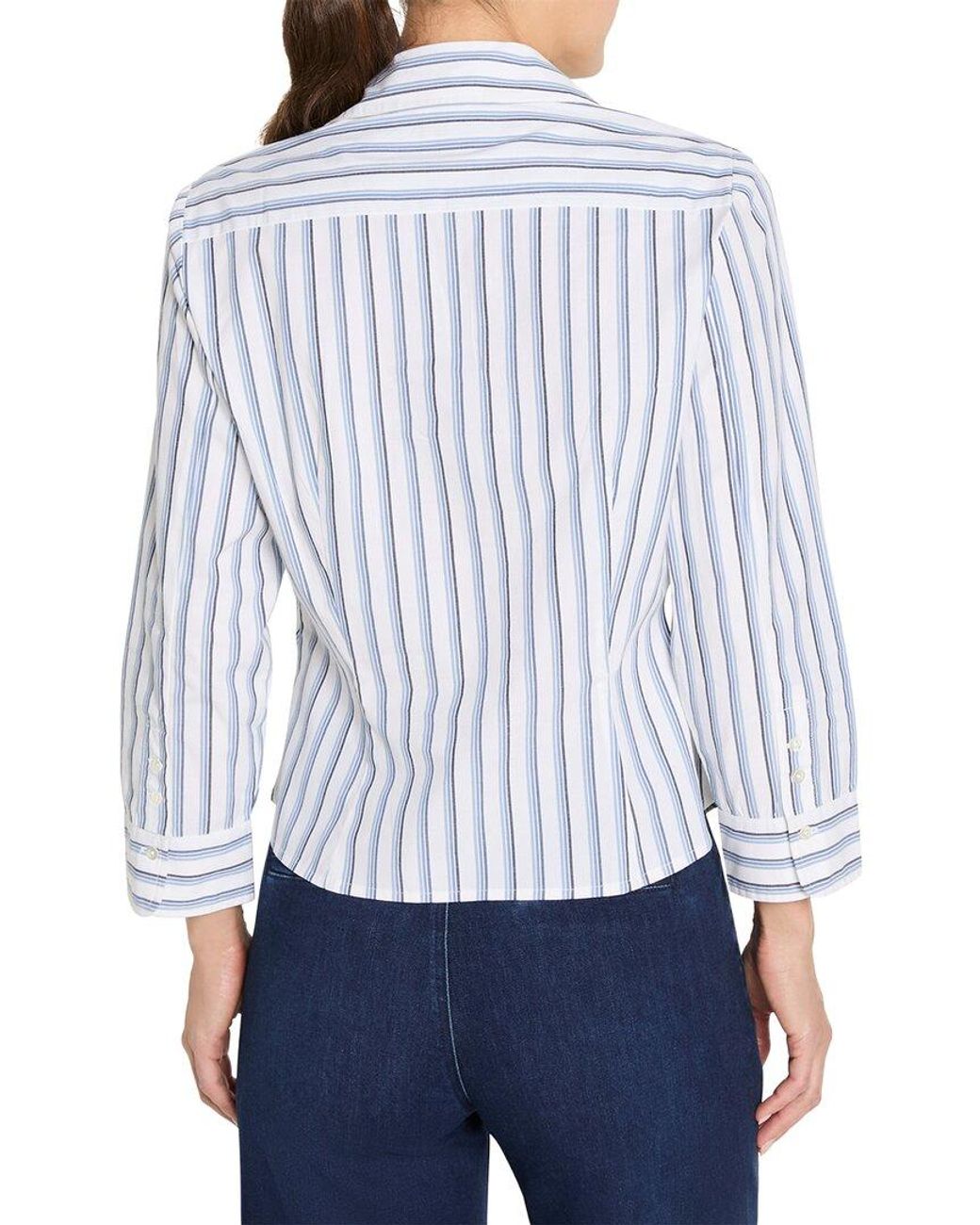NIC+ZOE White Striped Iconic Tie Front Shirt