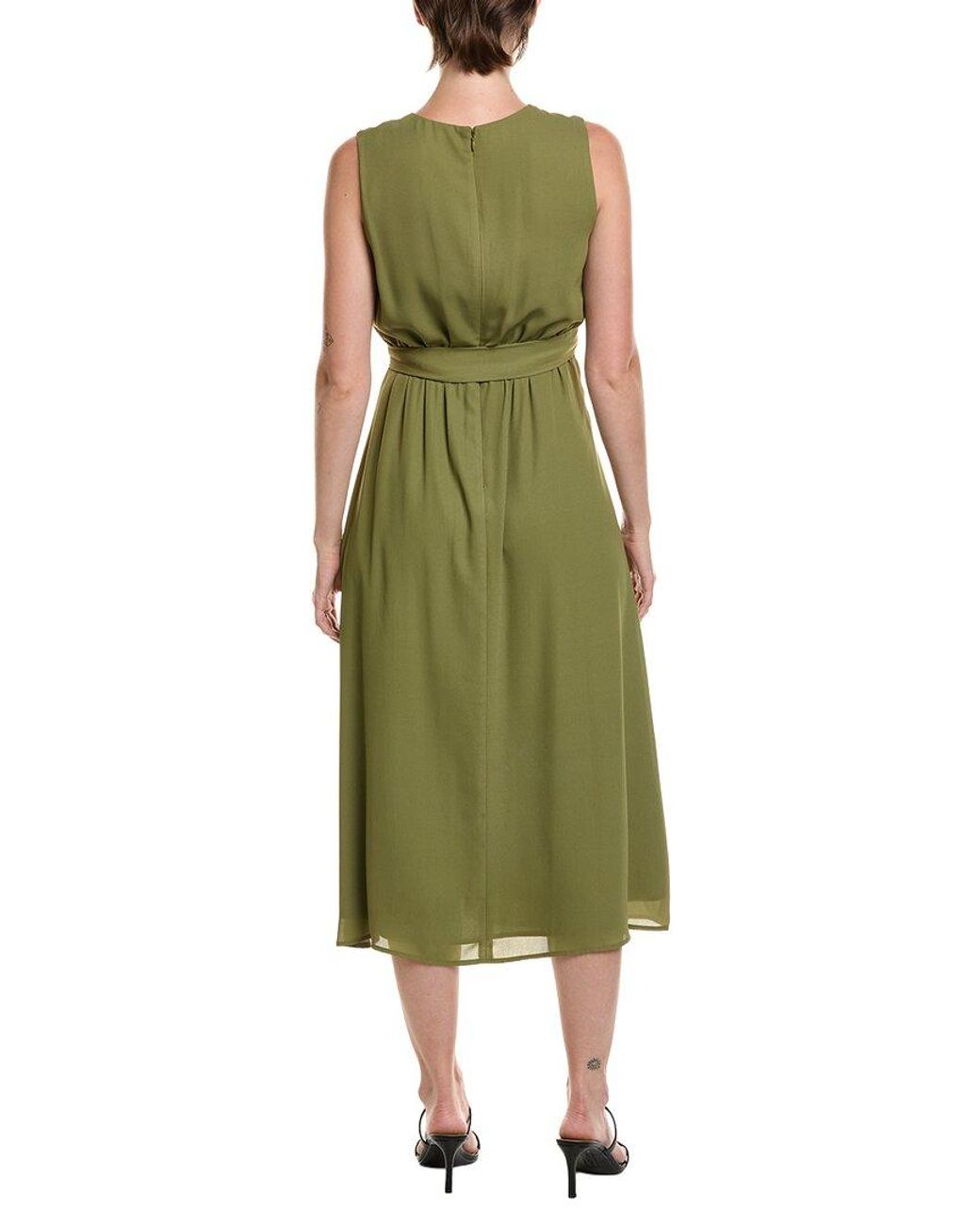 Anne Klein Green Petite A-Line Midi Dress
