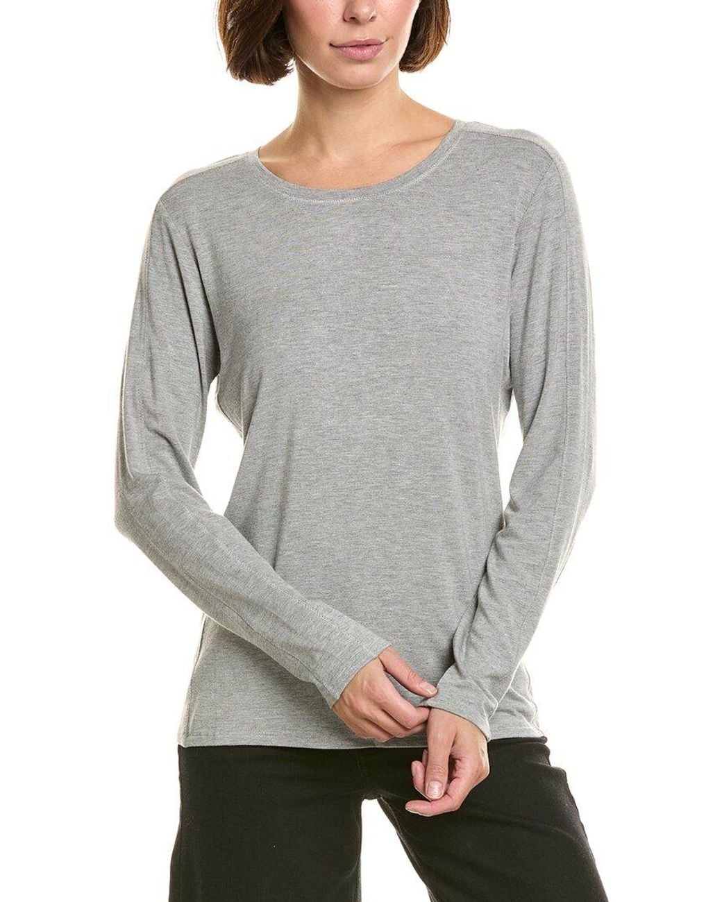 InCashmere Gray Fine Knit Crewneck T-Shirt
