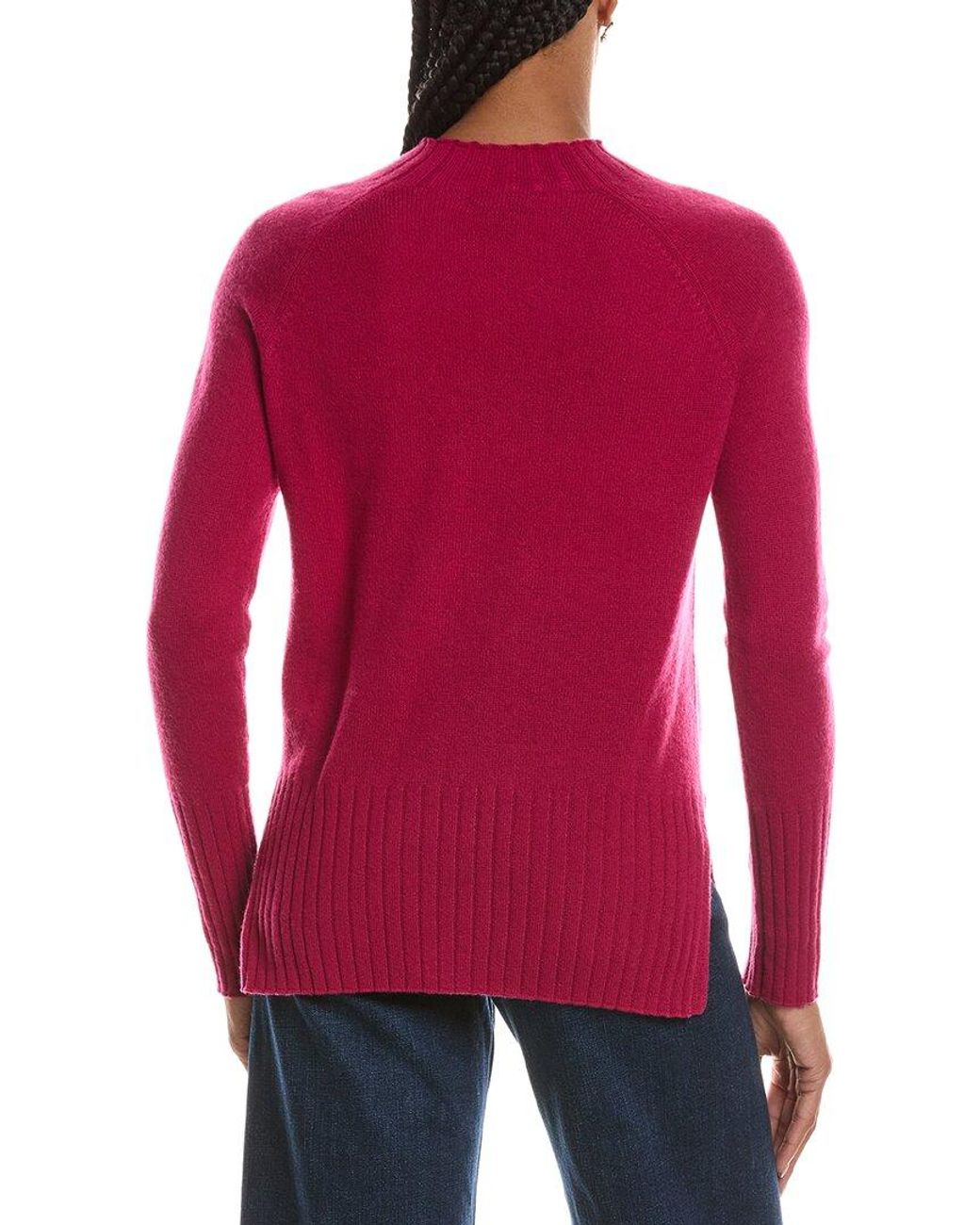Forte Red Basic Trim Low Funnel 100% Cashmere Pullover