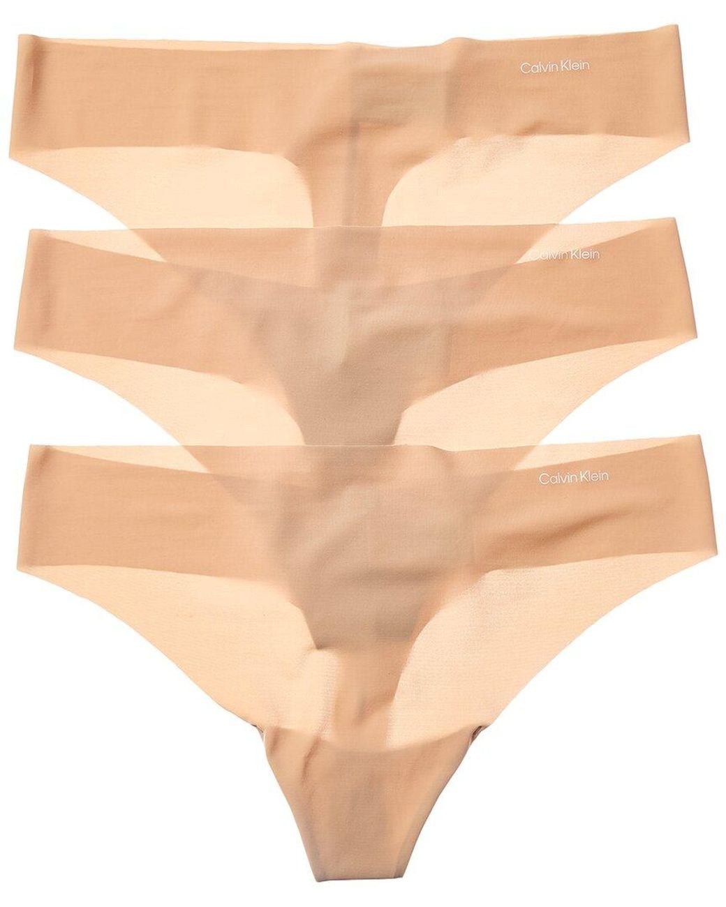 Calvin Klein Natural 3Pk Invisibles Microfiber Stretch Thong