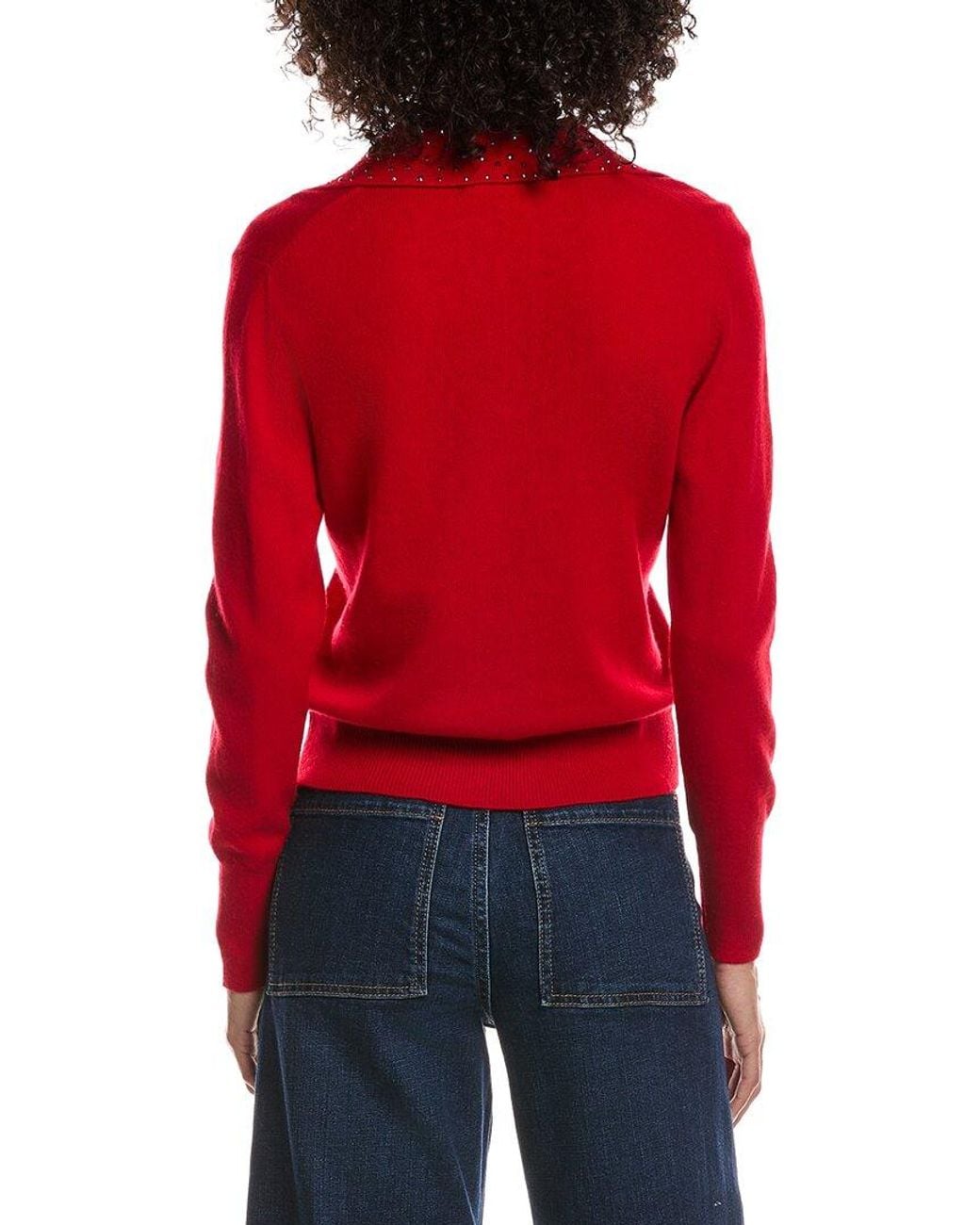 Forte Red Wool & Cashmere-Blend Crystal Polo Sweater
