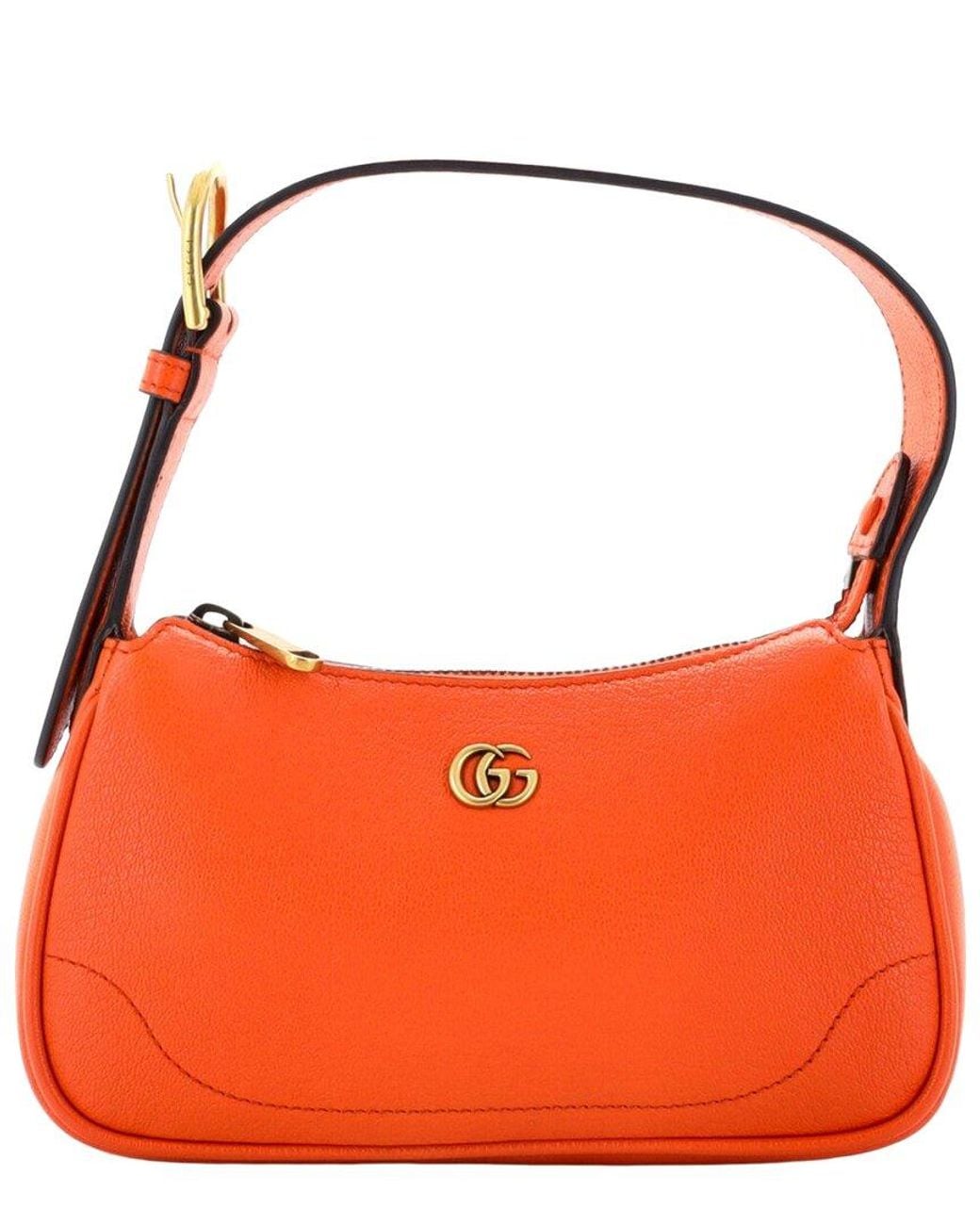 Gucci Orange Sheep Leather Aphrodite Shoulder Bag Mini (Authentic Pre-Loved)