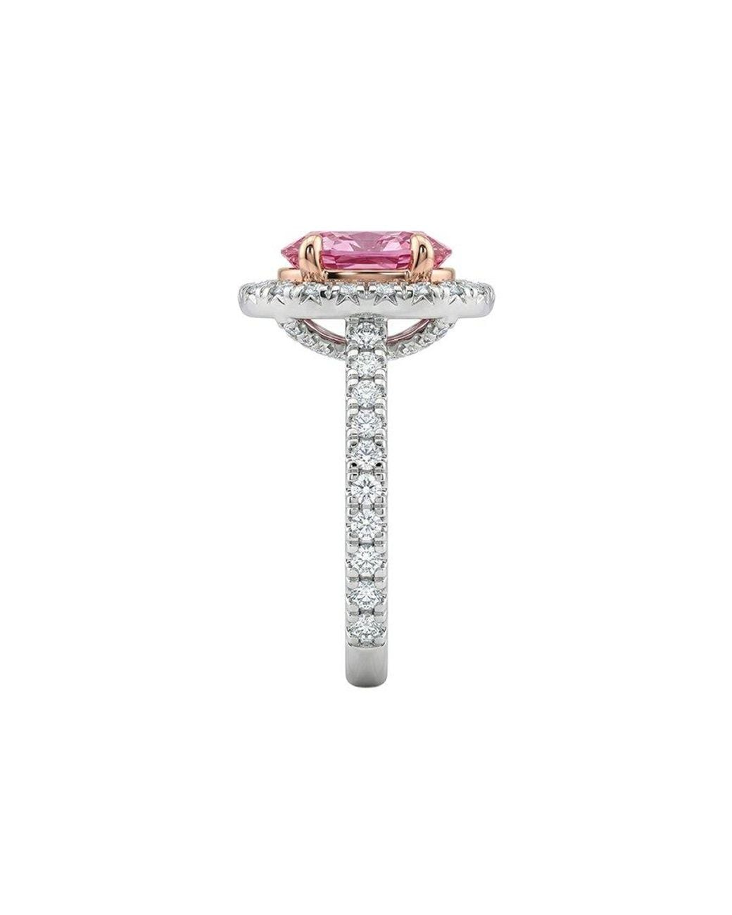 Lab Grown Diamonds Pink 14K 2.40 Ct. Tw. Lab-Grown Diamond Halo Engagement Ring