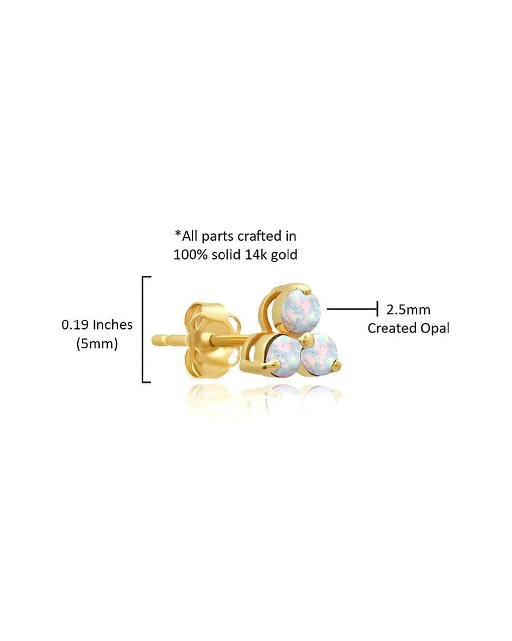 MaxColor Metallic 14K 0.20 Ct. Tw. Lab-Grown Opal Studs