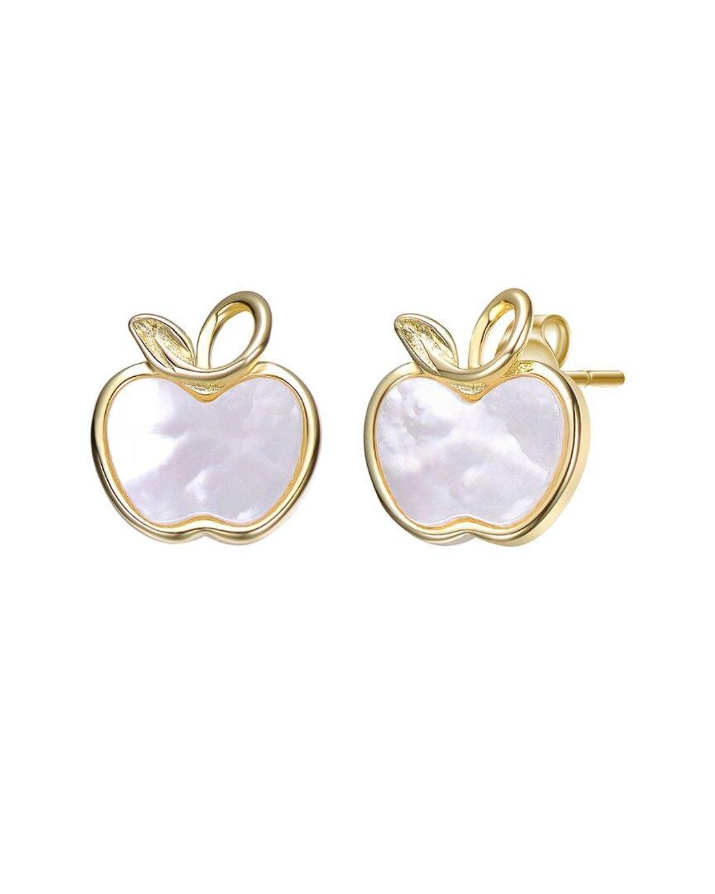 Genevive Jewelry Metallic Pearl Cz Stud Earrings