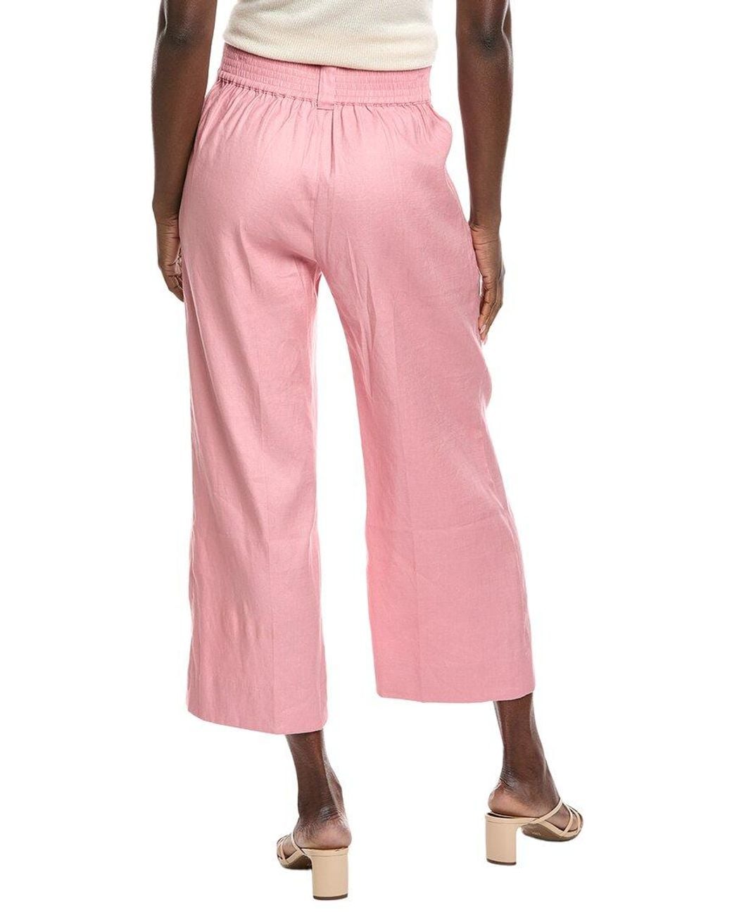 Cabi Pink Cruise Linen-Blend Crop Pant