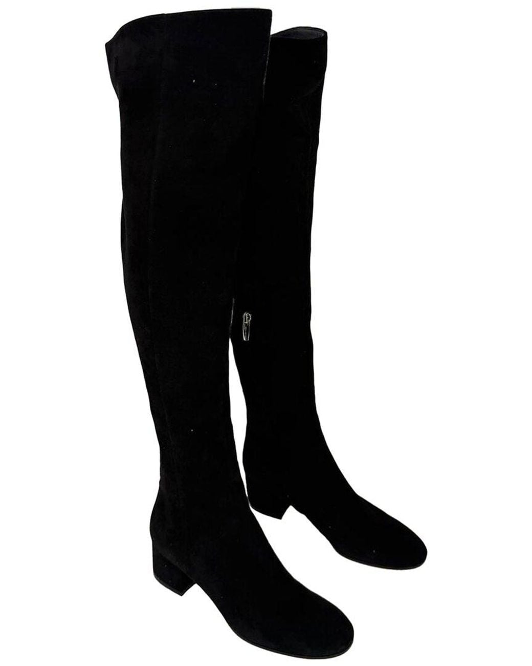 Gianvito Rossi Black Suede Block-Heel Knee-High Boot (Authentic Pre-Loved)