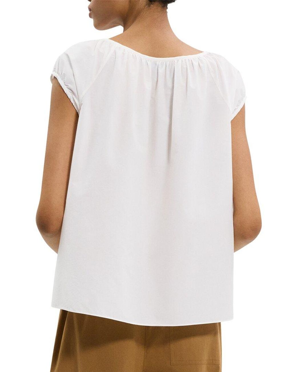 Theory White Easy Tie Blouse Woven Top