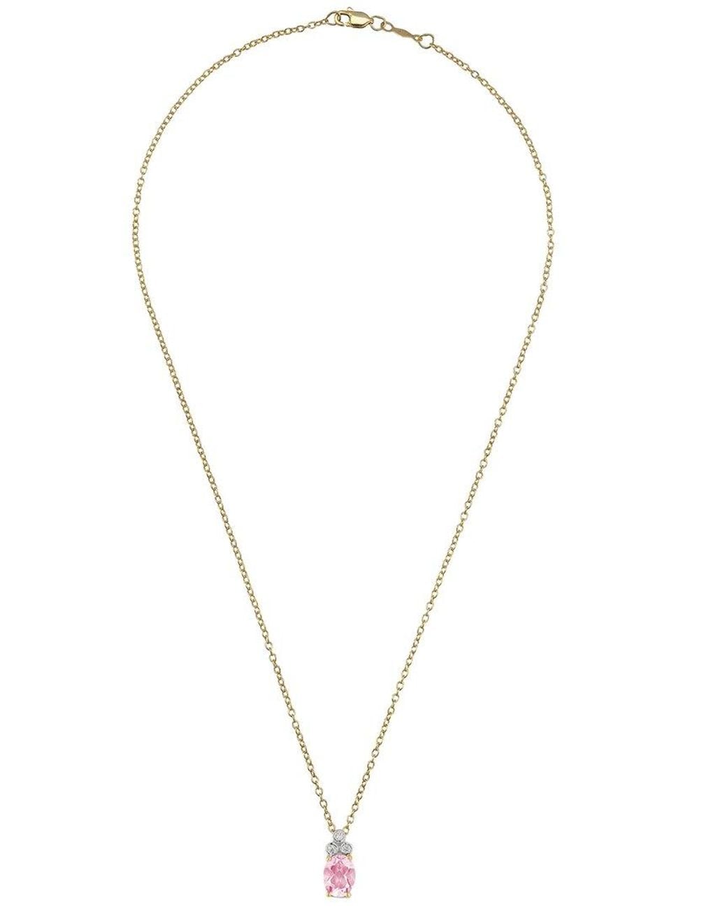 Reiss Pink 14k 1.16 Ct. Tw. Diamond & Rose Quartz Necklace