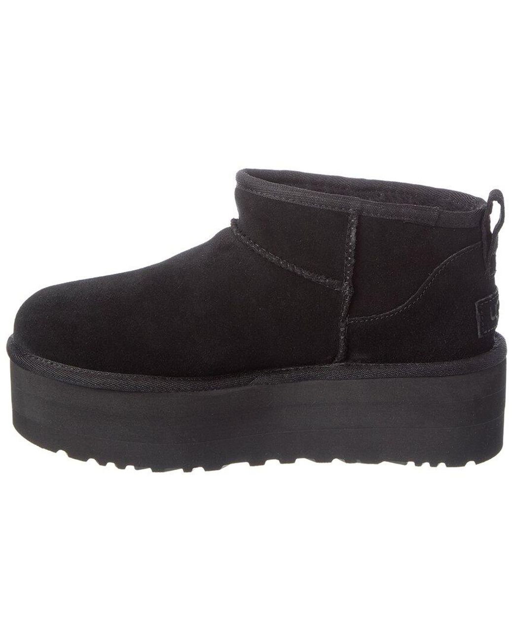 Ugg Black Classic Ultra Mini Suede Platform Boot