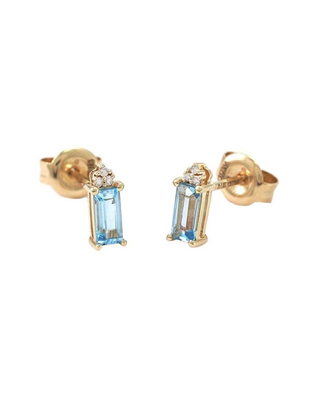 Gemstones Metallic 0.60 Ct. Tw. Diamond & Topaz 14K Earrings