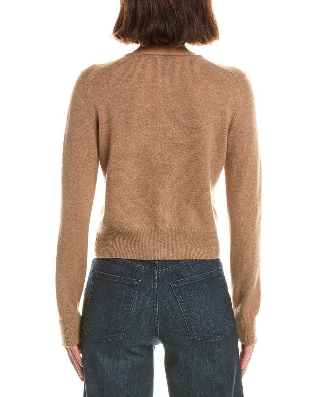 Forte Blue Basic Cropped Button 100% Cashmere Cardigan