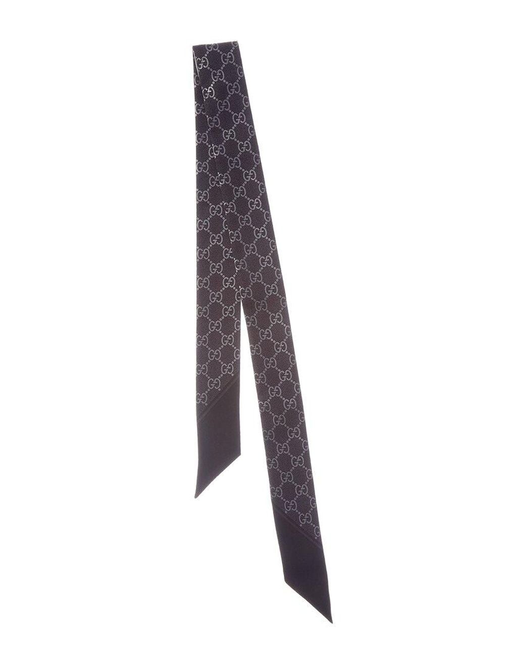 Gucci Black Gg Logo Printed Silk Neck Bow