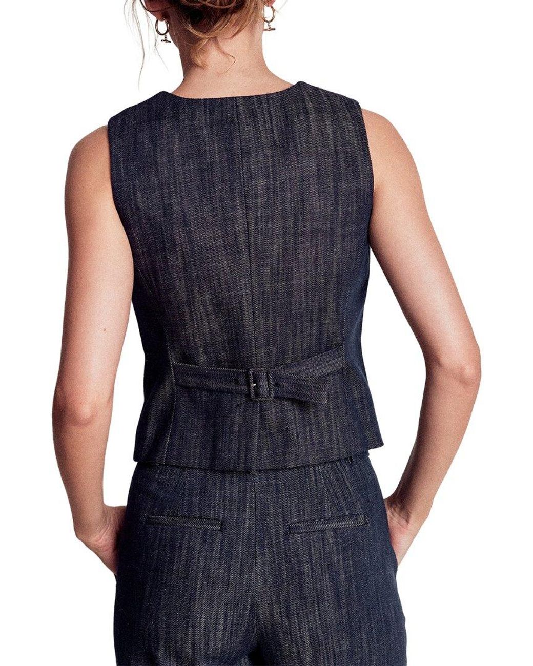 Boden Blue Tailored Twill Waistcoat