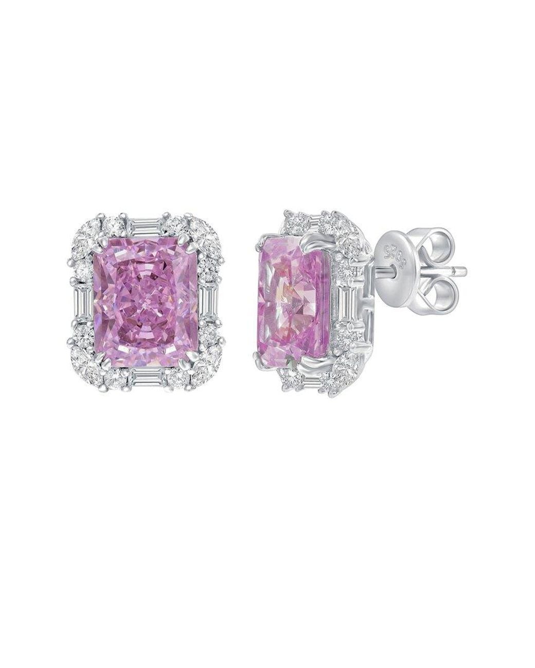 Suzy Levian CZ Jewelry Pink Suzy Levian Gala Collection Cz Stud Earrings