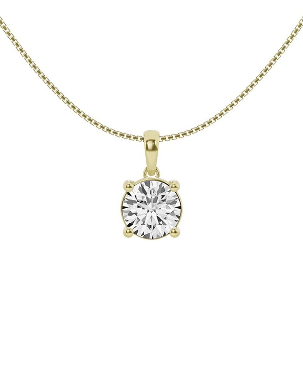 Lab Grown Diamonds Metallic 14K 2.00 Ct. Tw. Lab Grown Diamond Solitaire Pendant Necklace