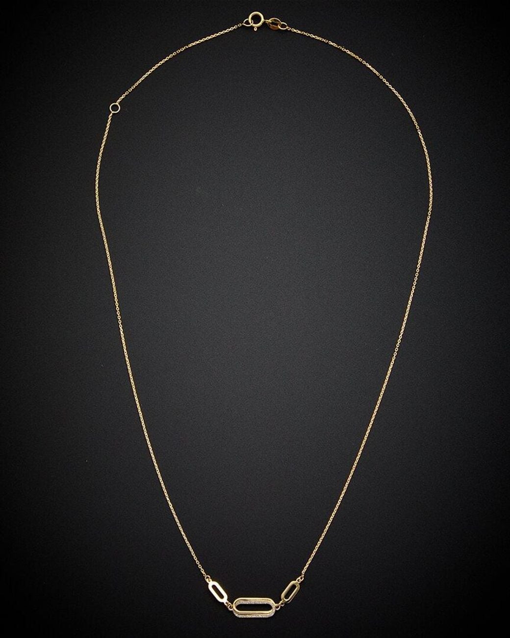 Italian Gold Black 14k Italian Two-tone Gold Graduated Oval Pendant Necklace
