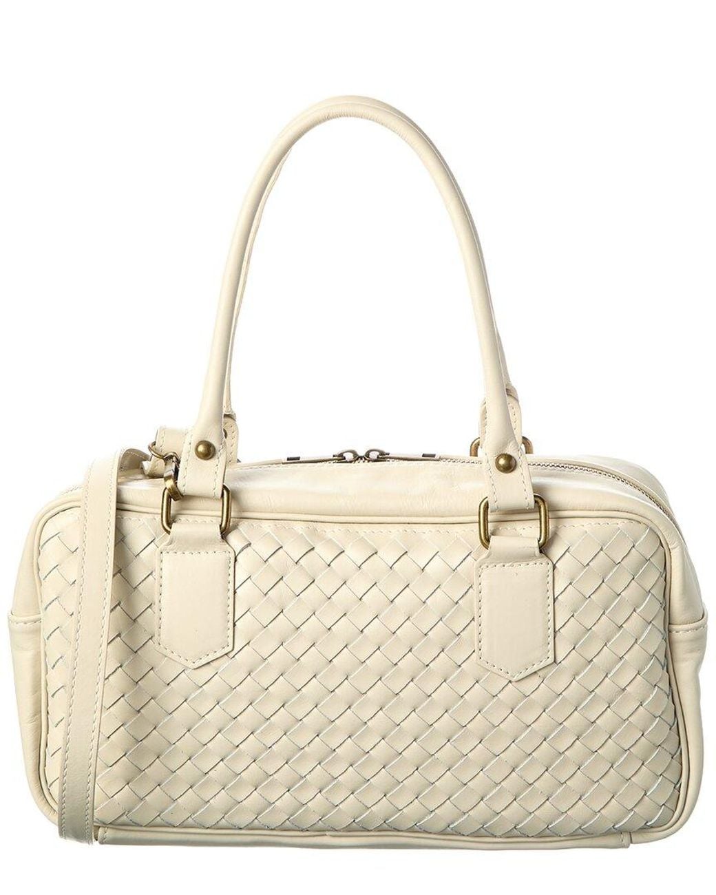 Persaman New York Natural Chloe Hand Woven Large Leather Shoulder Bag