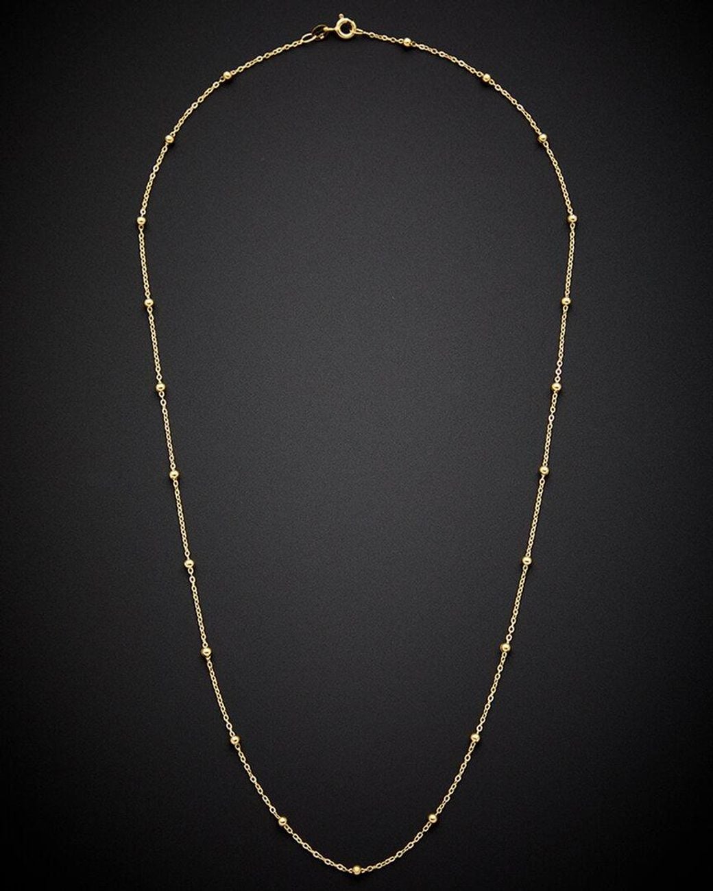 Italian Gold Black 14k Bead Station Necklace