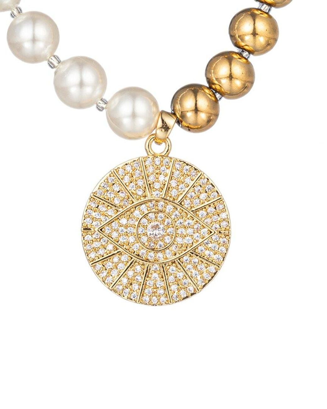 Eye Candy LA Metallic Luxe 2Mm Pearl Cz Melanie Necklace