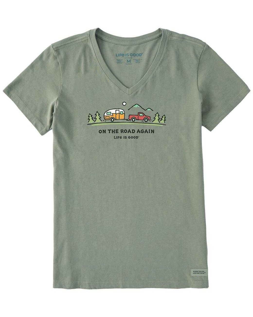 Life Is Good. Green Crusher V-Neck T-Shirt