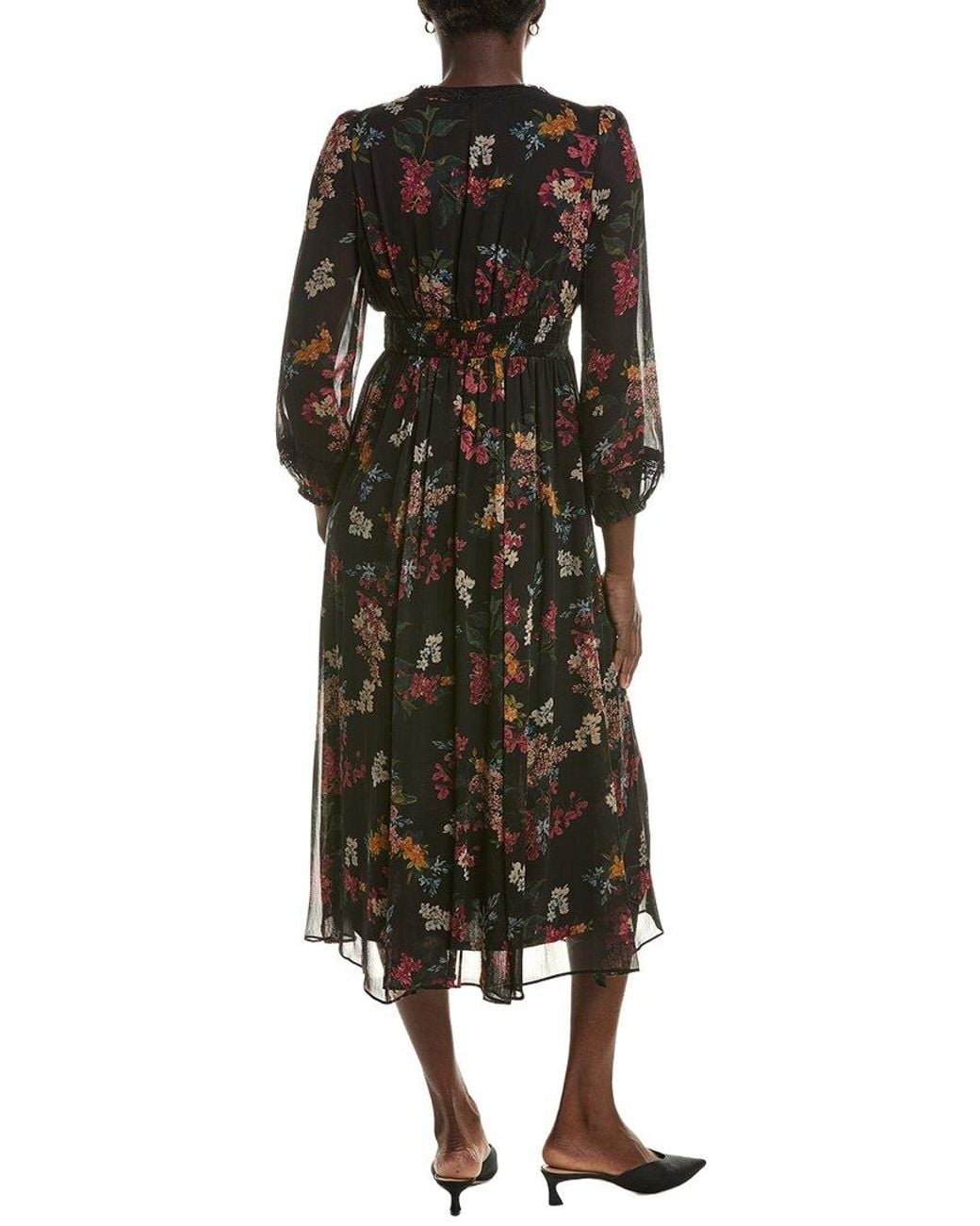 Maison Tara Green Long Sleeve Midi Dress