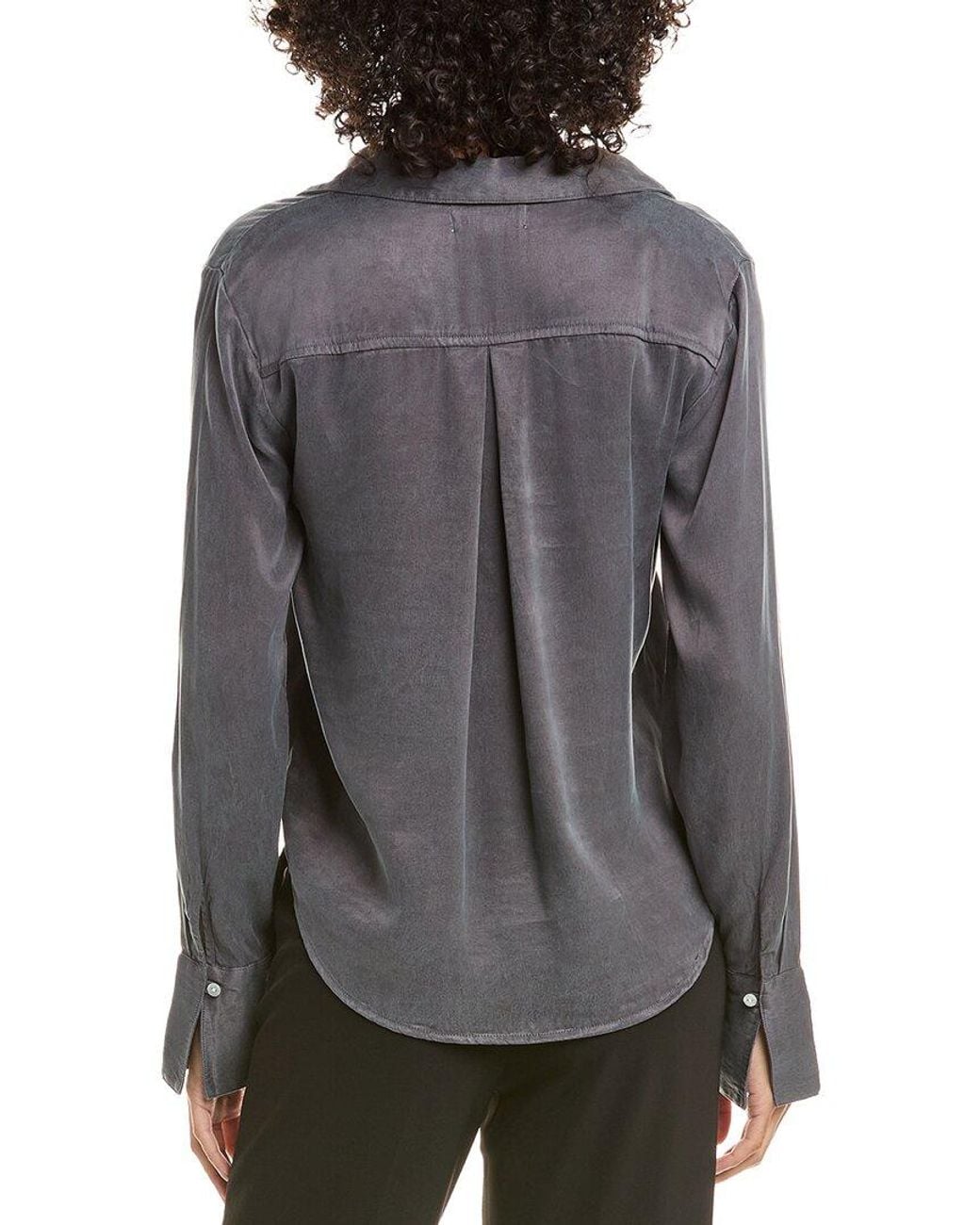 Bella Dahl Gray Flowy Wide Collar Button Down Shirt