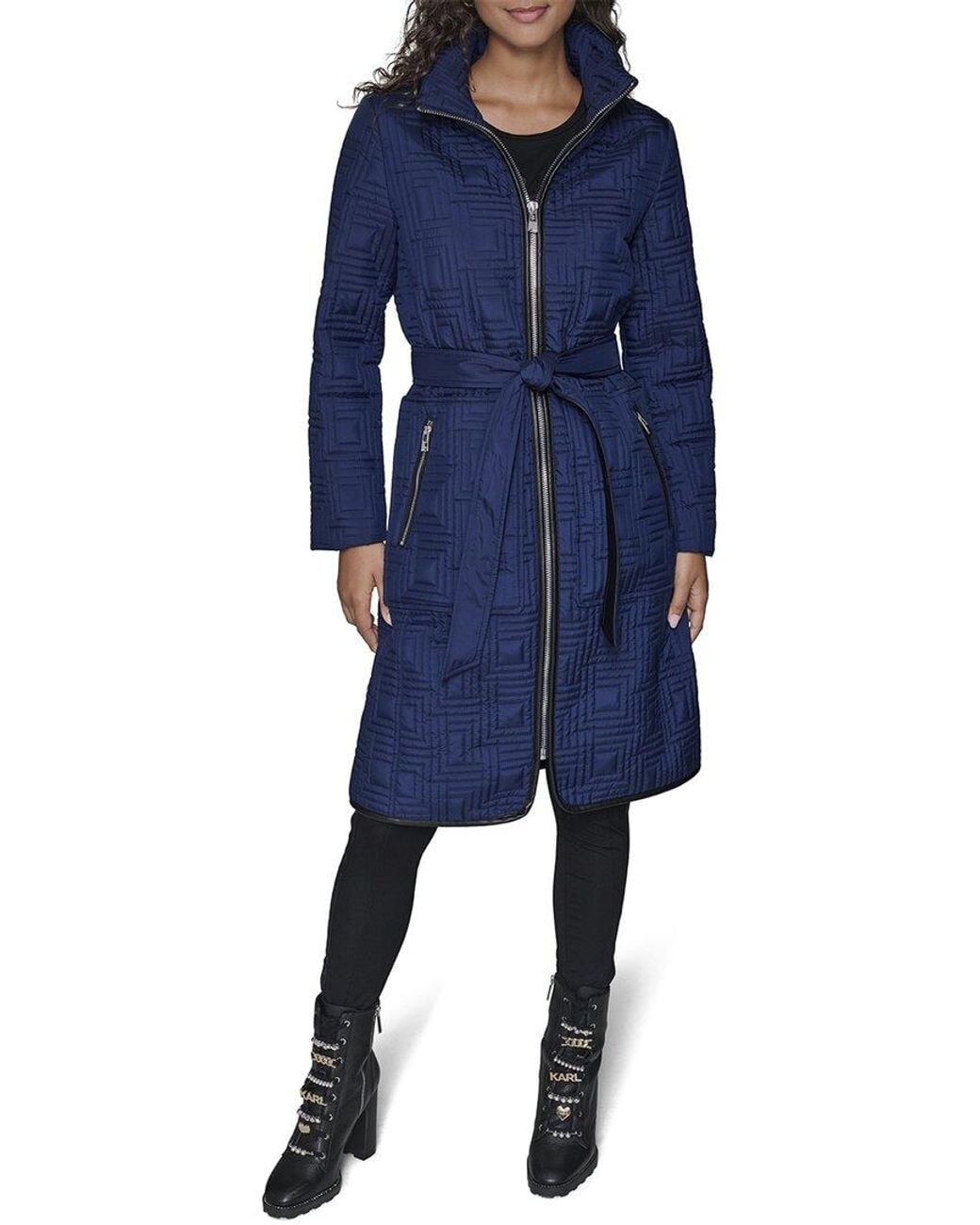 Karl Lagerfeld Blue Quilted Coat