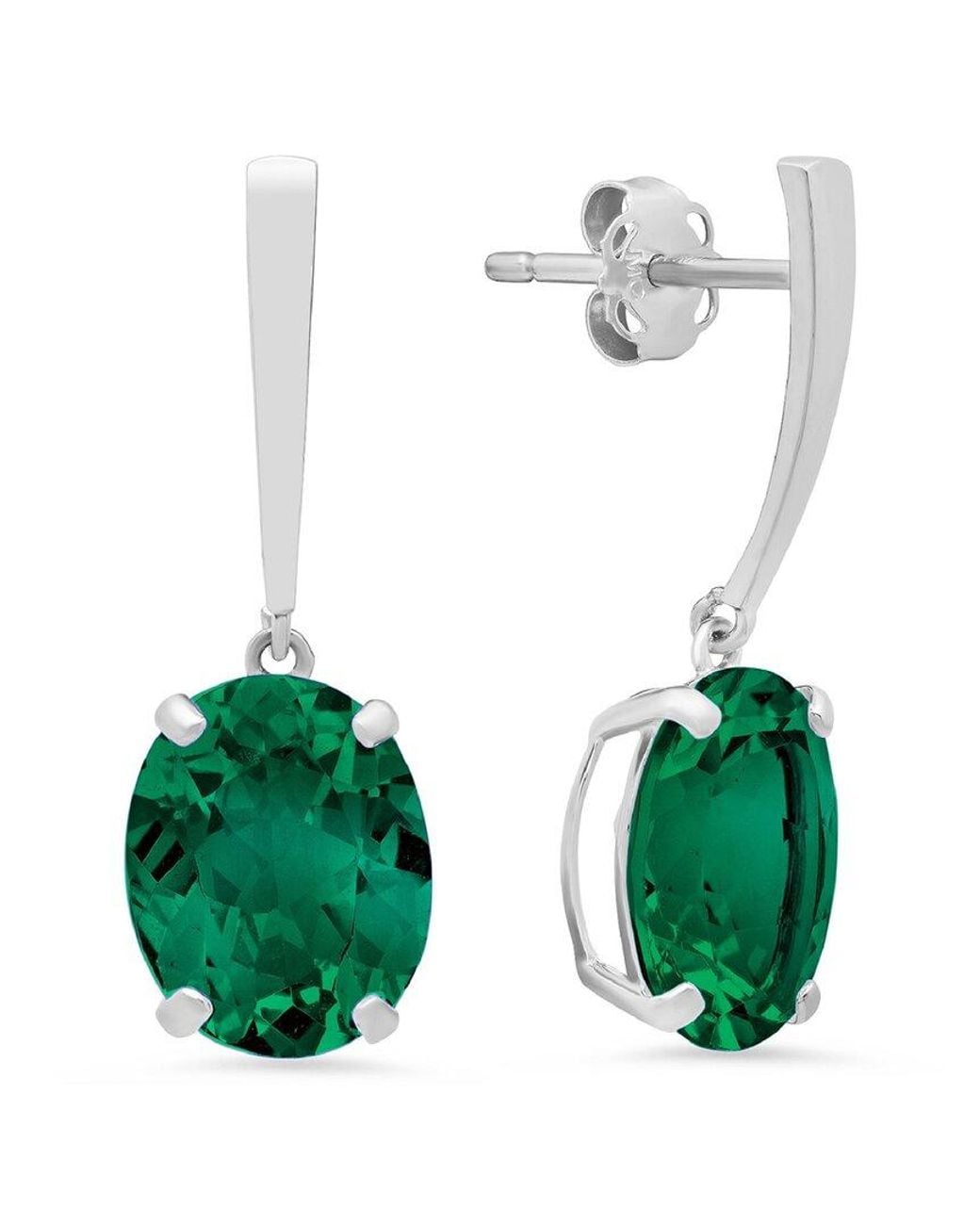 MaxColor Green 14k 4.30 Ct. Tw. Lab-grown Emerald Drop Earrings