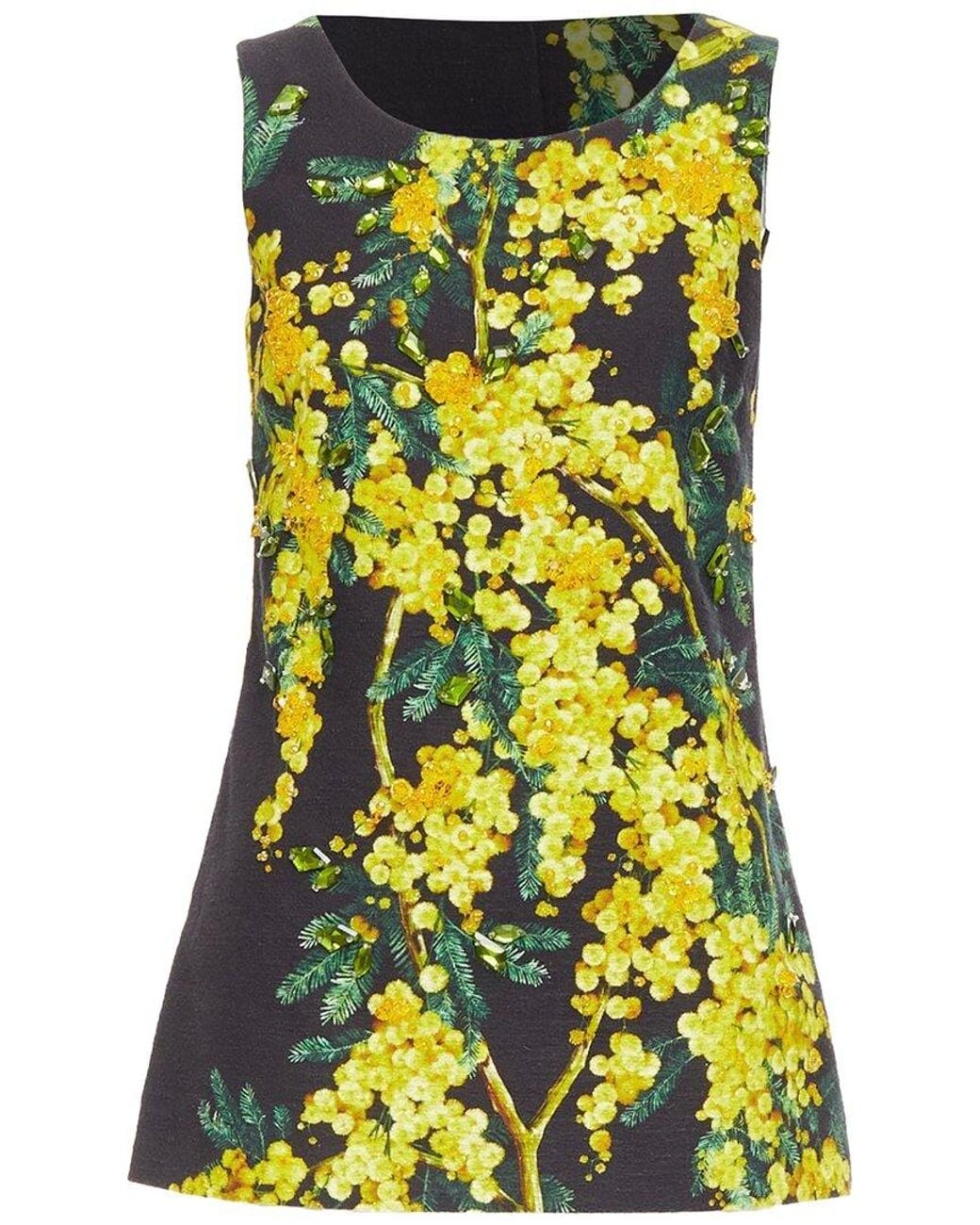Dolce & Gabbana Yellow Beaded Floral Tunic, Size It (Authentic Pre-Loved)