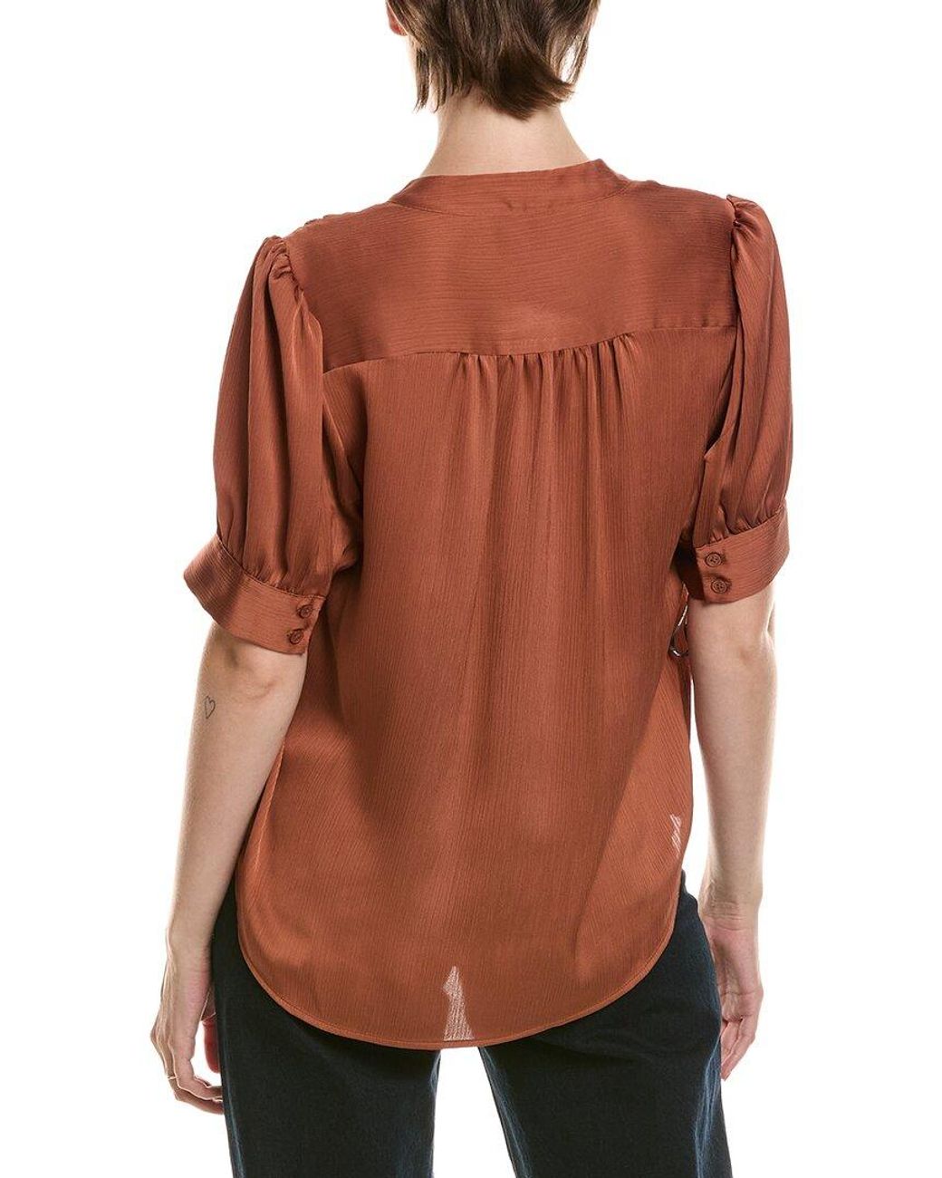 Anne Klein Brown Petite Y Neck Top