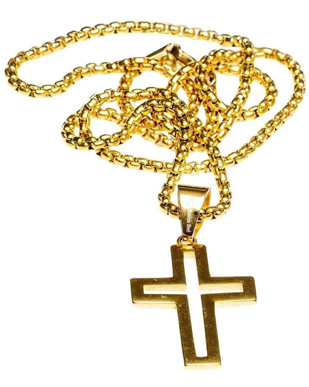 jean claude Metallic Stainless Steel Cross Pendant Necklace for men