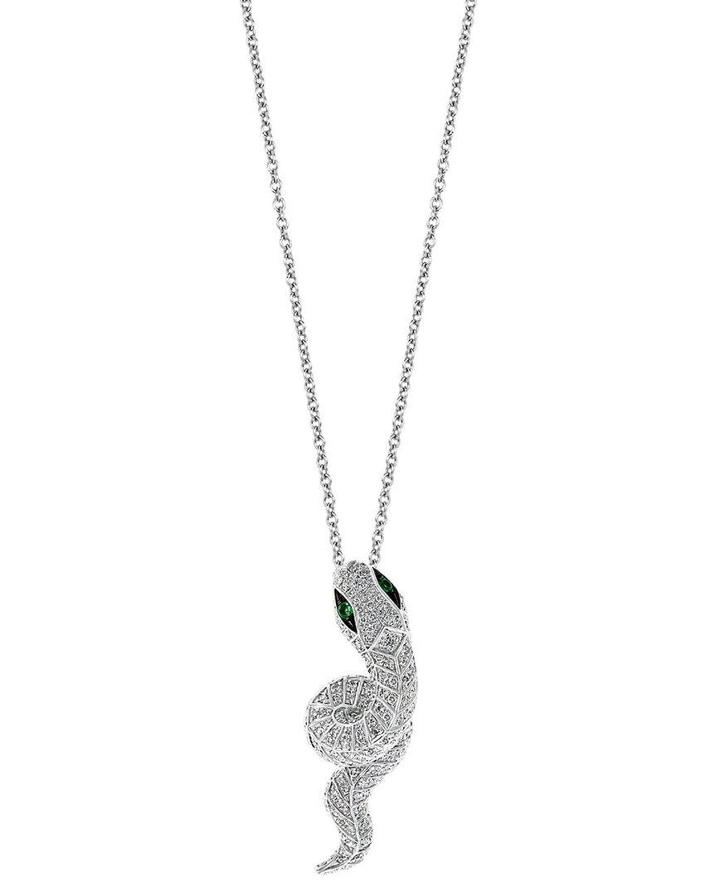 Effy Fine Jewelry Metallic 14K 0.75 Ct. Tw. Diamond & Emerald Necklace