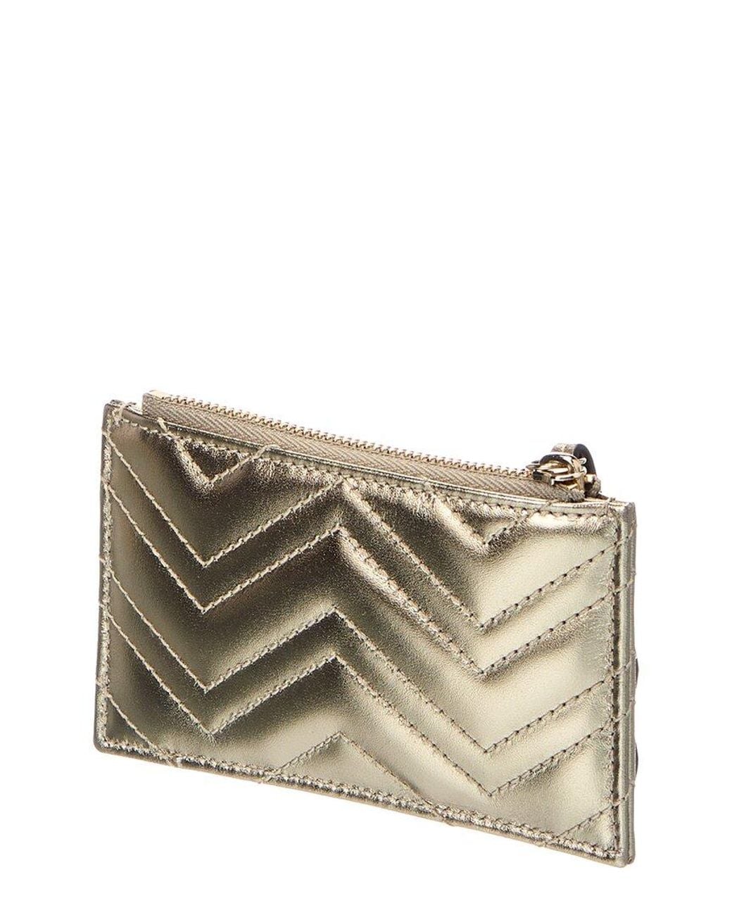 Gucci Gray Gg Marmont Leather Key Pouch