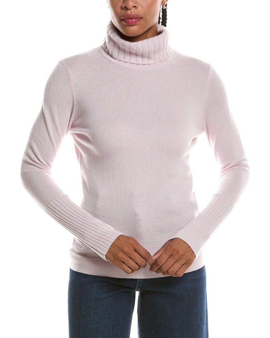 Forte Multicolor Chunky Trim Turtleneck 100% Cashmere Sweater