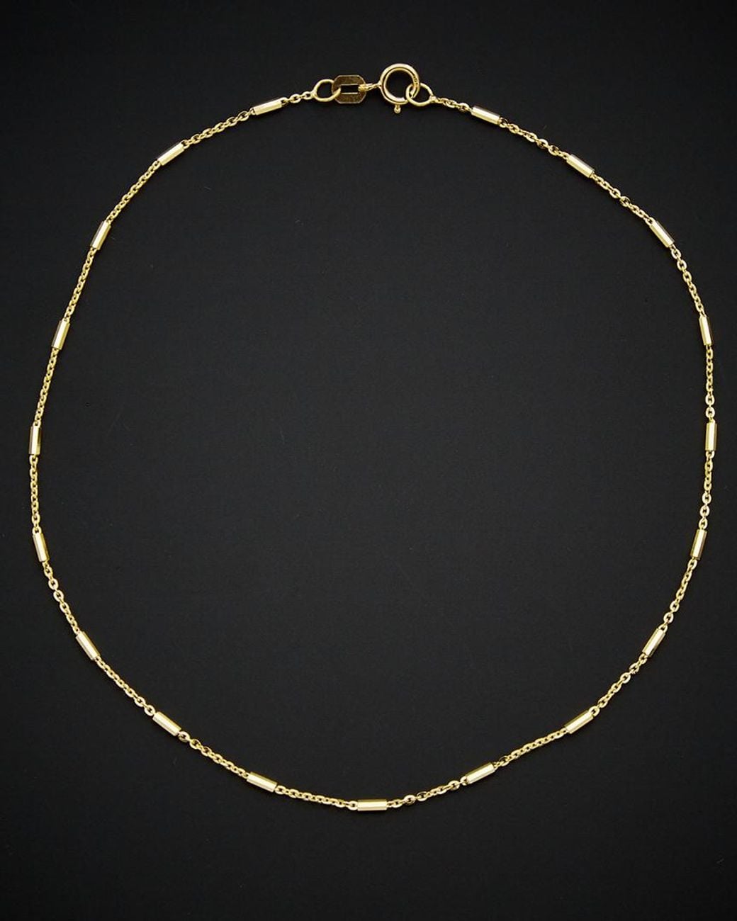 Italian Gold Black 14k Rolo Link Tube Station Anklet