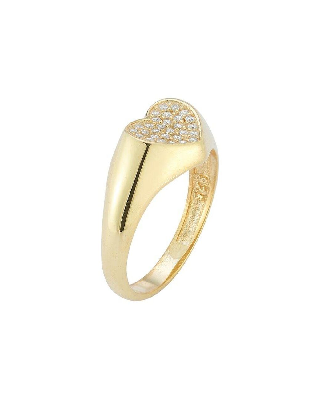Sphera Milano White 14K Over Cz Heart Signet Ring