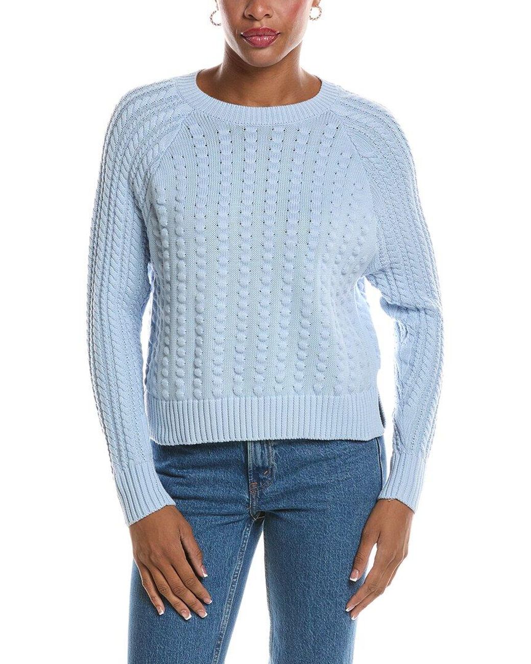 Autumn Cashmere Blue Popcorn Raglan Crewneck Sweater