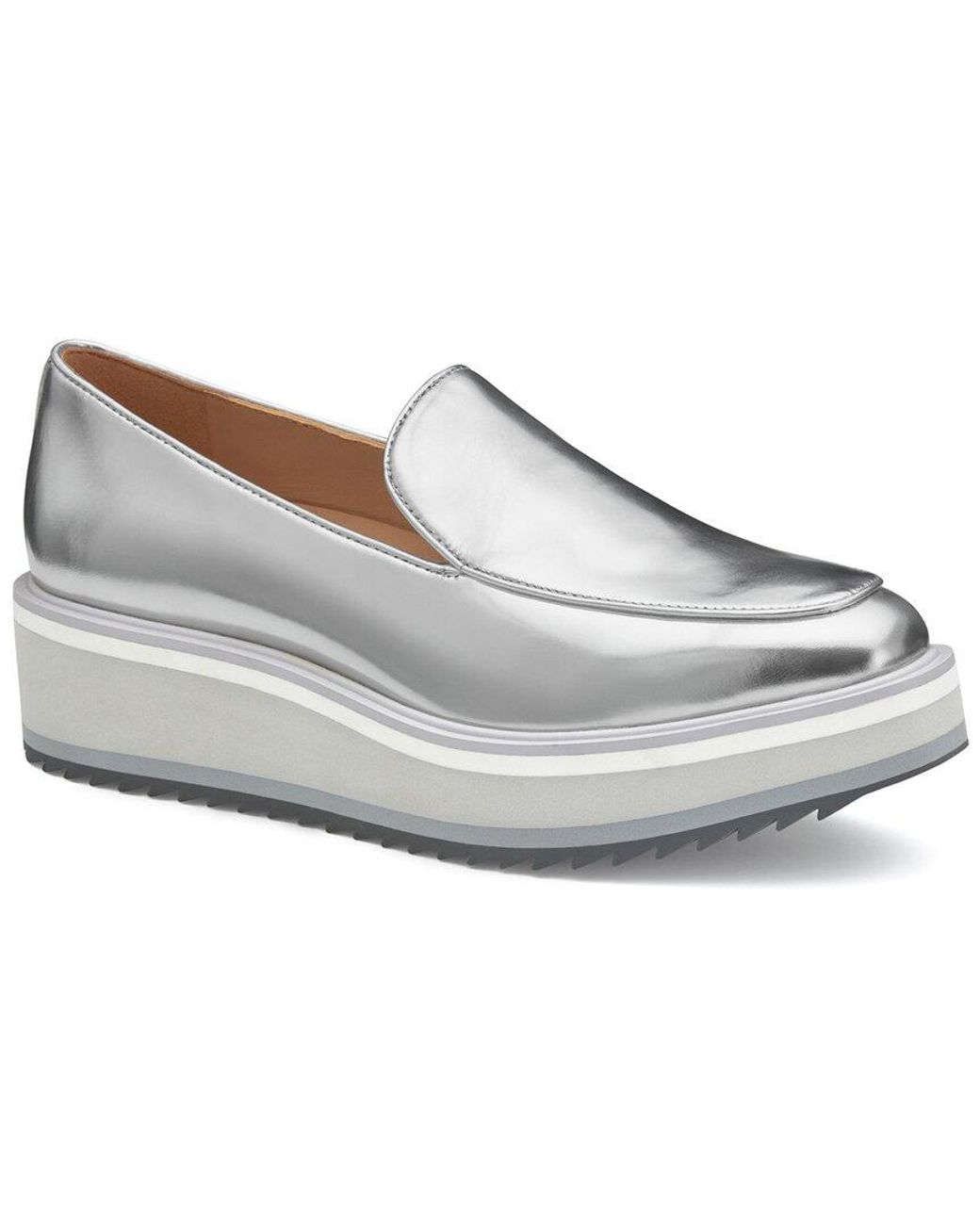 Johnston & Murphy White Gracelyn Leather Loafer