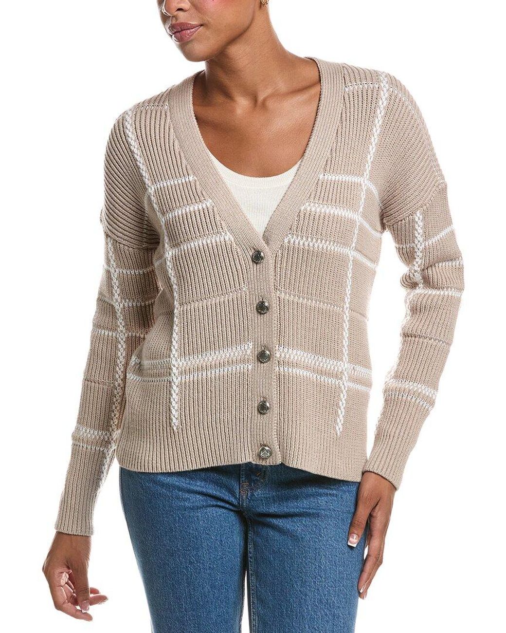 Autumn Cashmere Gray Plaid Shaker Cardigan
