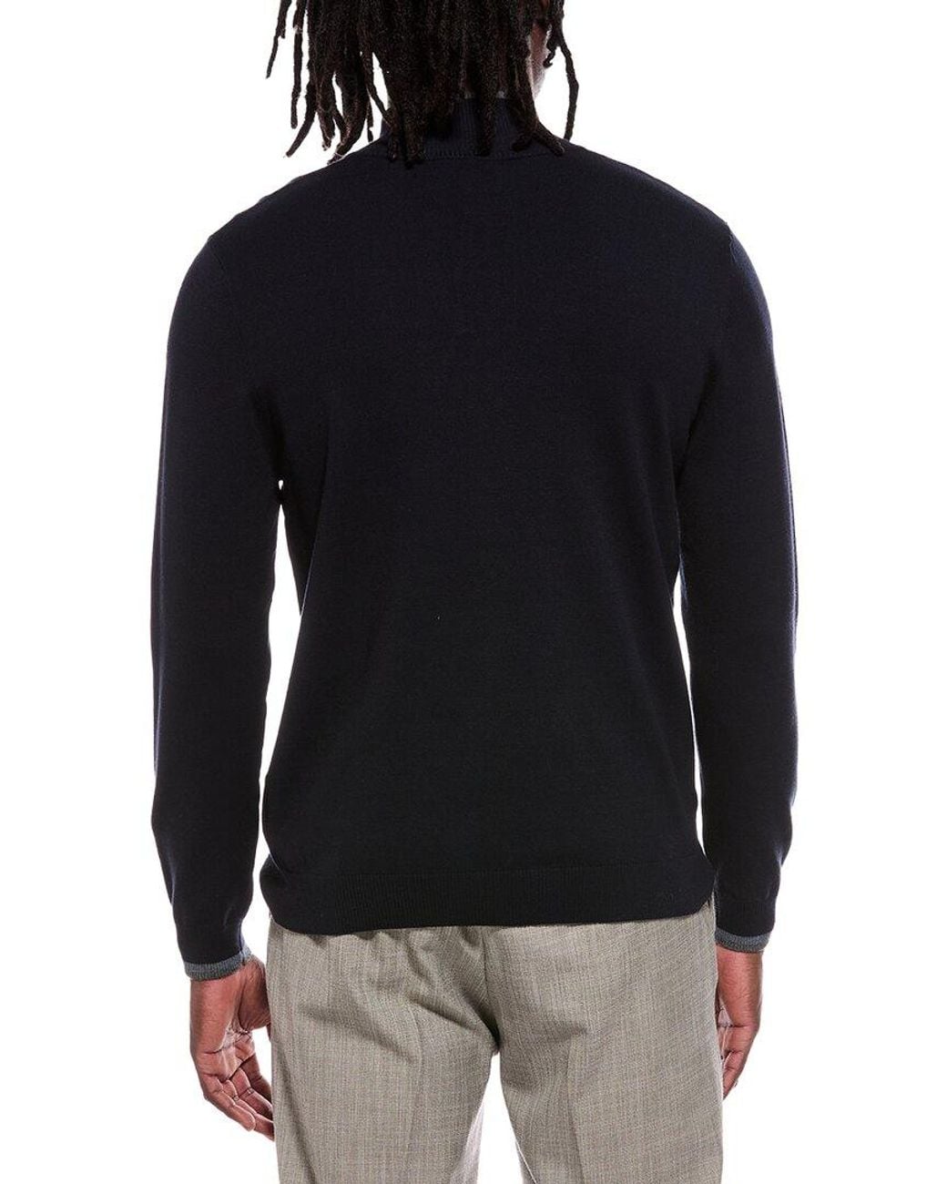 Autumn Cashmere Blue 1/4-Zip Mock Neck Sweater for men