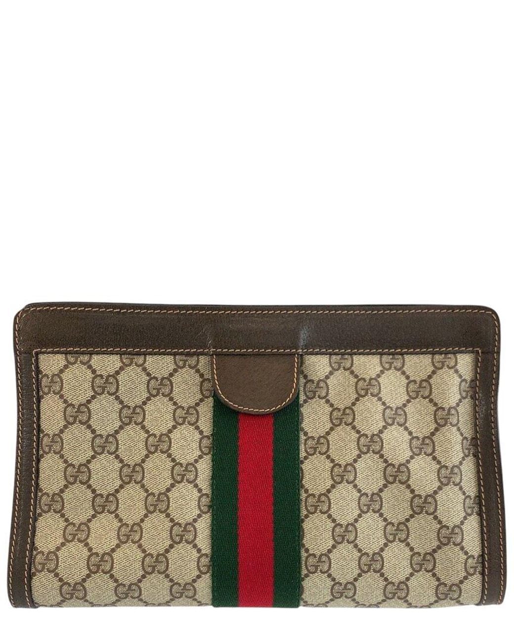 Gucci Gray Coated/Waterproof Canvas Clutch (Authentic Pre-Loved)