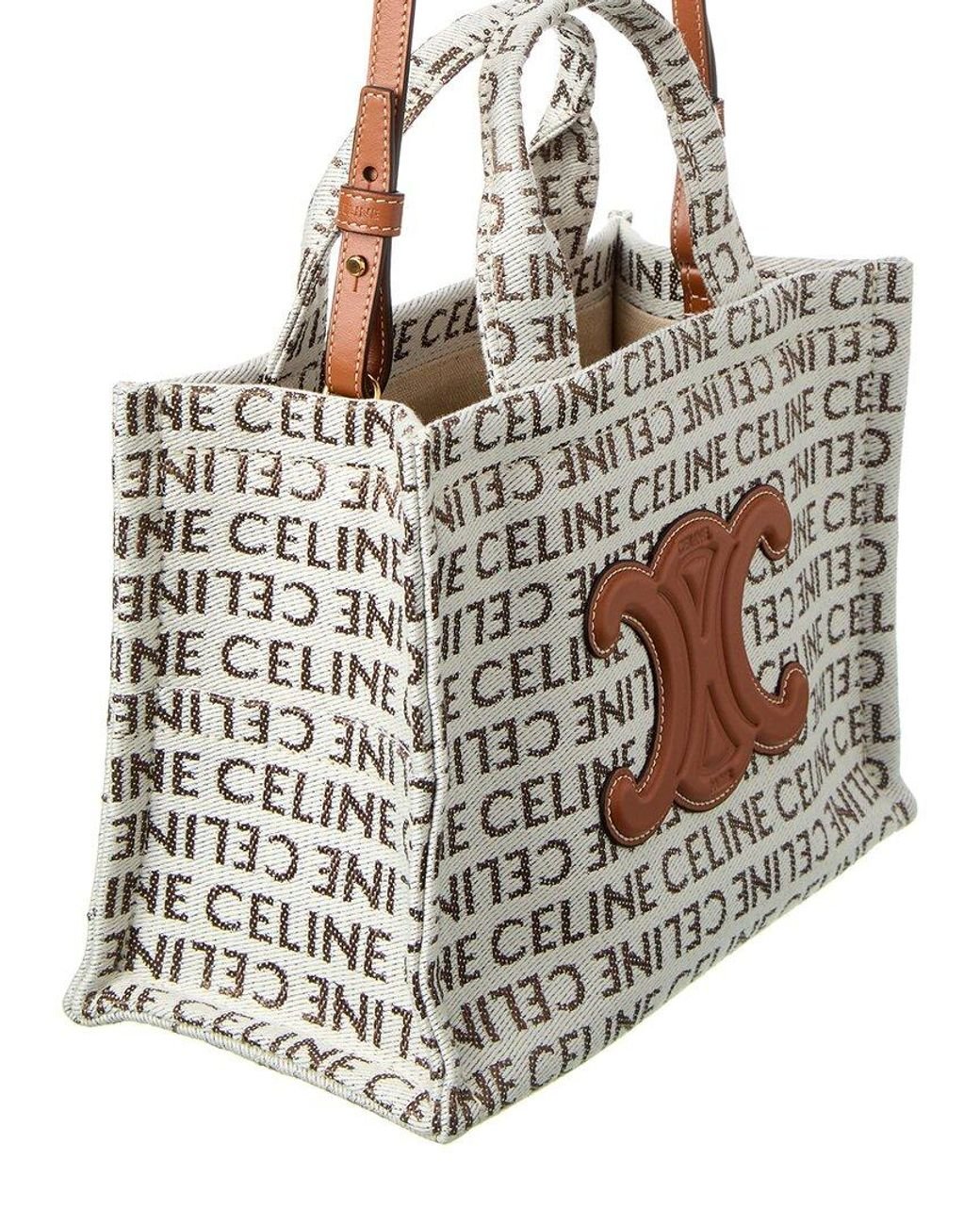 Celine Cabas Thais Small Canvas Tote in Natural
