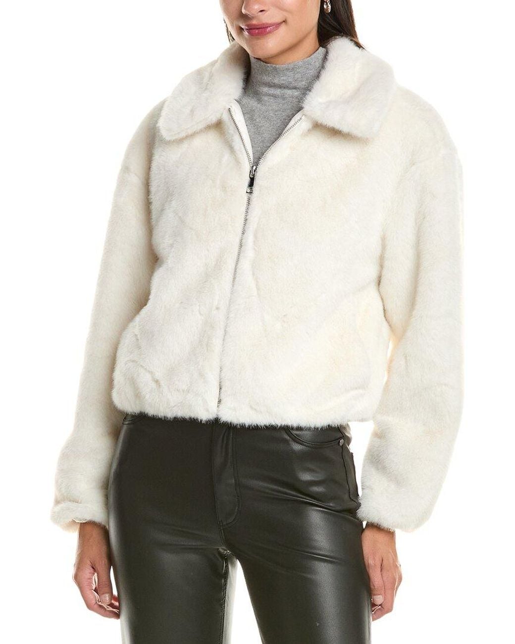 Cece White Zip Front Short Blouson Jacket