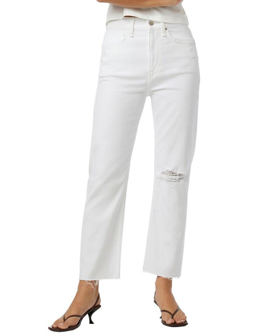 Hudson White Jade Torn Straight Crop Jean