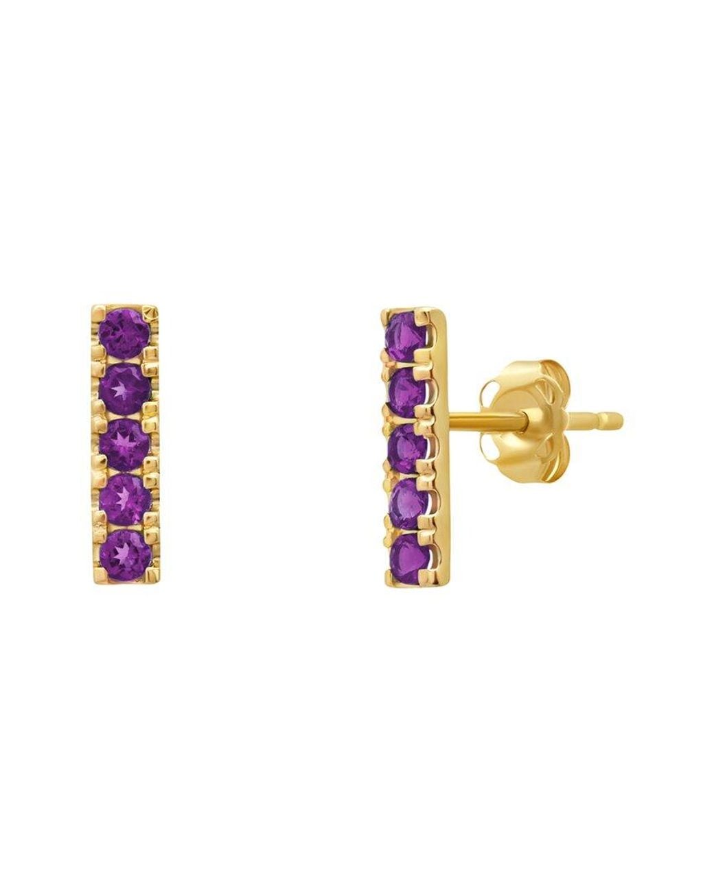 MaxColor White 14K 0.25 Ct. Tw. Amethyst Stud Earrings