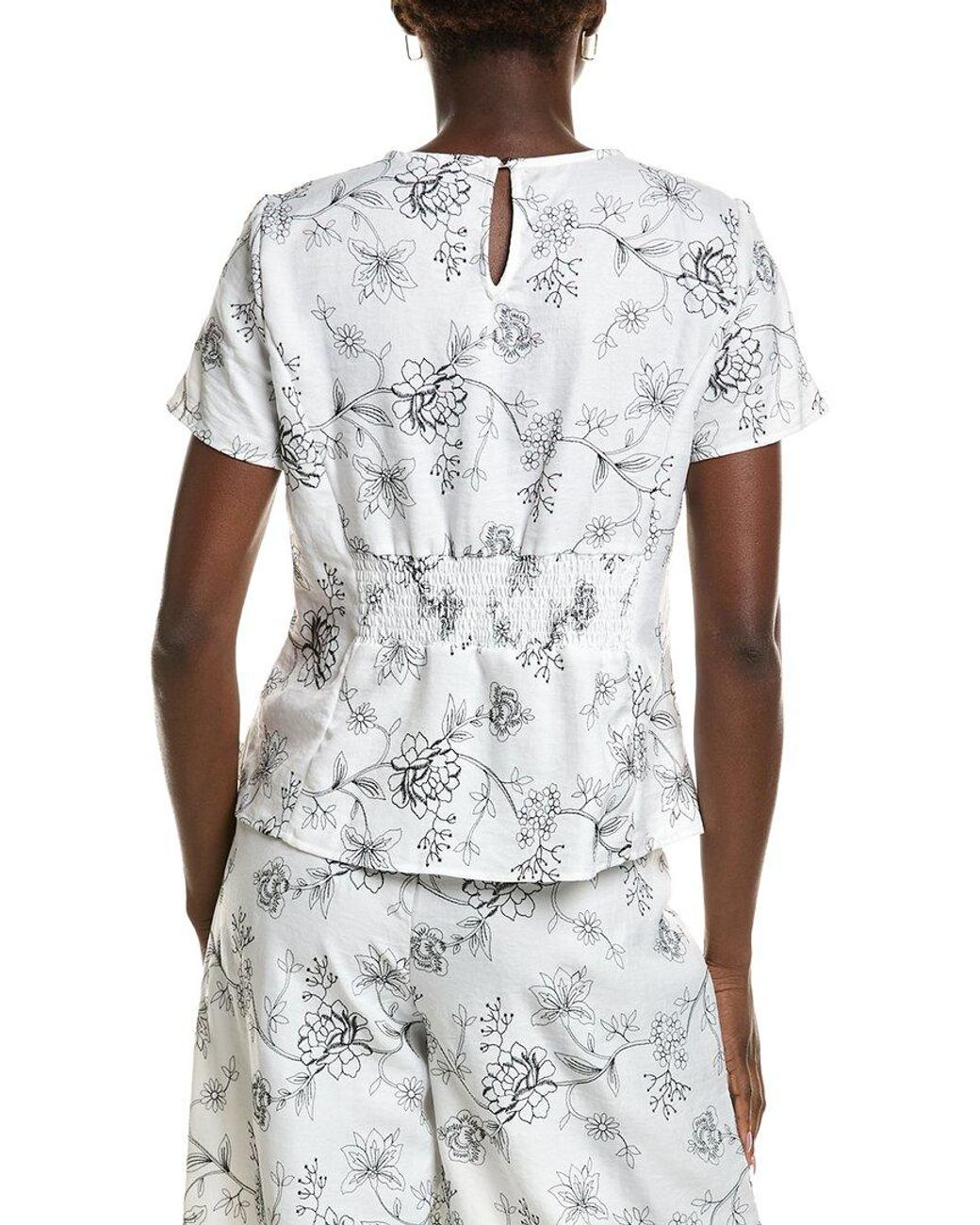 Vince Camuto White Pleat Waist Blouse