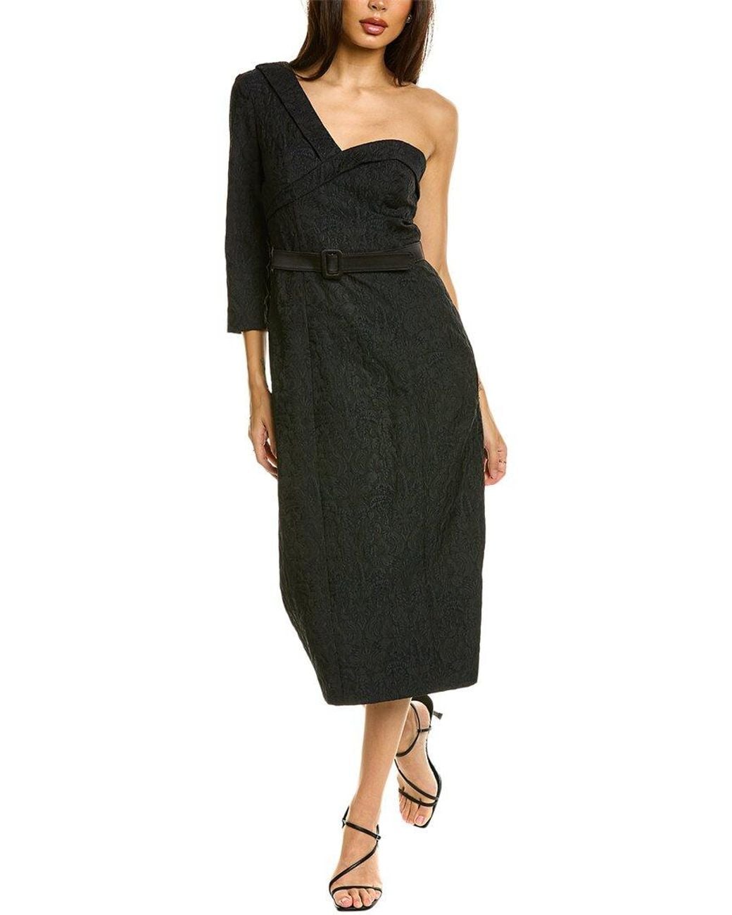 Kay Unger Black Ariella Midi Dress
